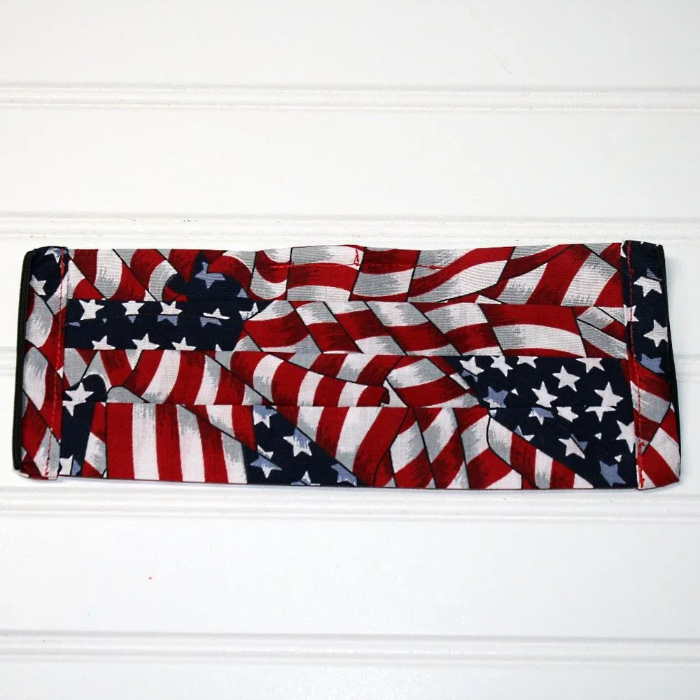 HAND CRAFTED Face Mask American Flag Adult Cloth Fabric Print - Pocket Style